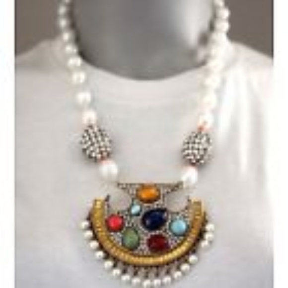 Oscar de la Renta Jewelry - VINTAGE runway PEARL CABOCHON ETRUSCAN MOGUL